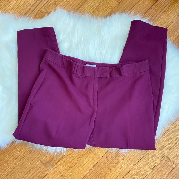 Liz Claiborne Emma Pants Size 14 Purple Plum Color Ankle Flat Front Belt Loops - Picture 6 of 7